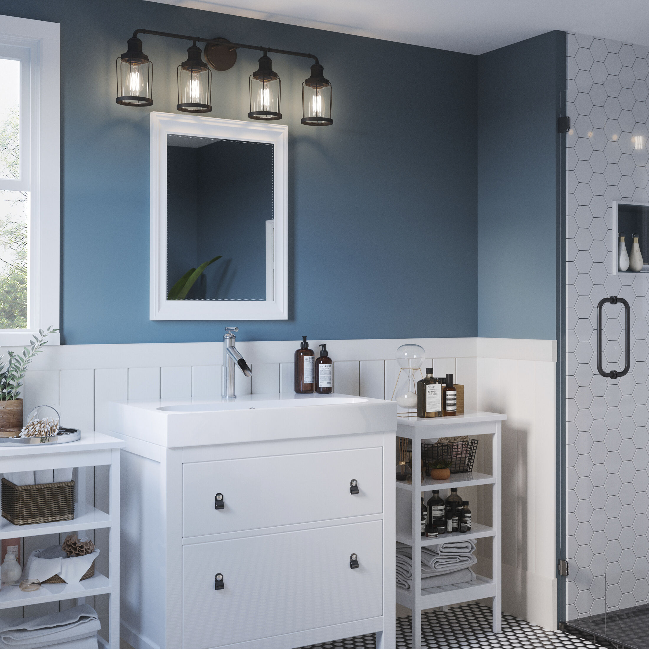 Ludlow 4 Light 34 inch Earth Black Bath Light Wall Light