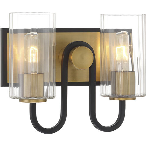 Orla 2 Light 12 inch Legacy Brass and Dark Matte Black Vanity Light Wall Light