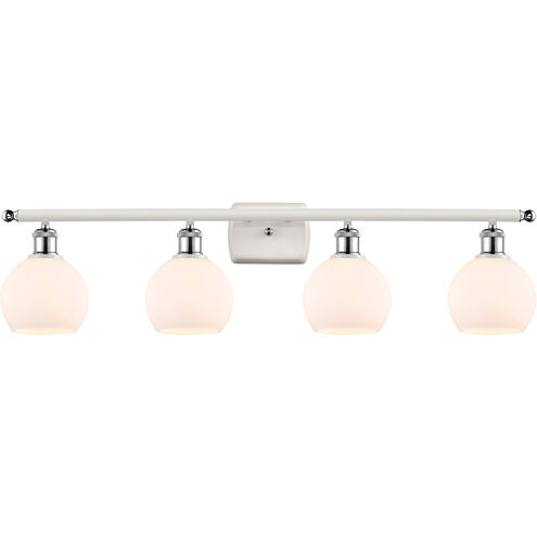 Ballston Athens 4 Light 36 inch White and Polished Chrome Bath Vanity Light Wall Light in Matte White Glass