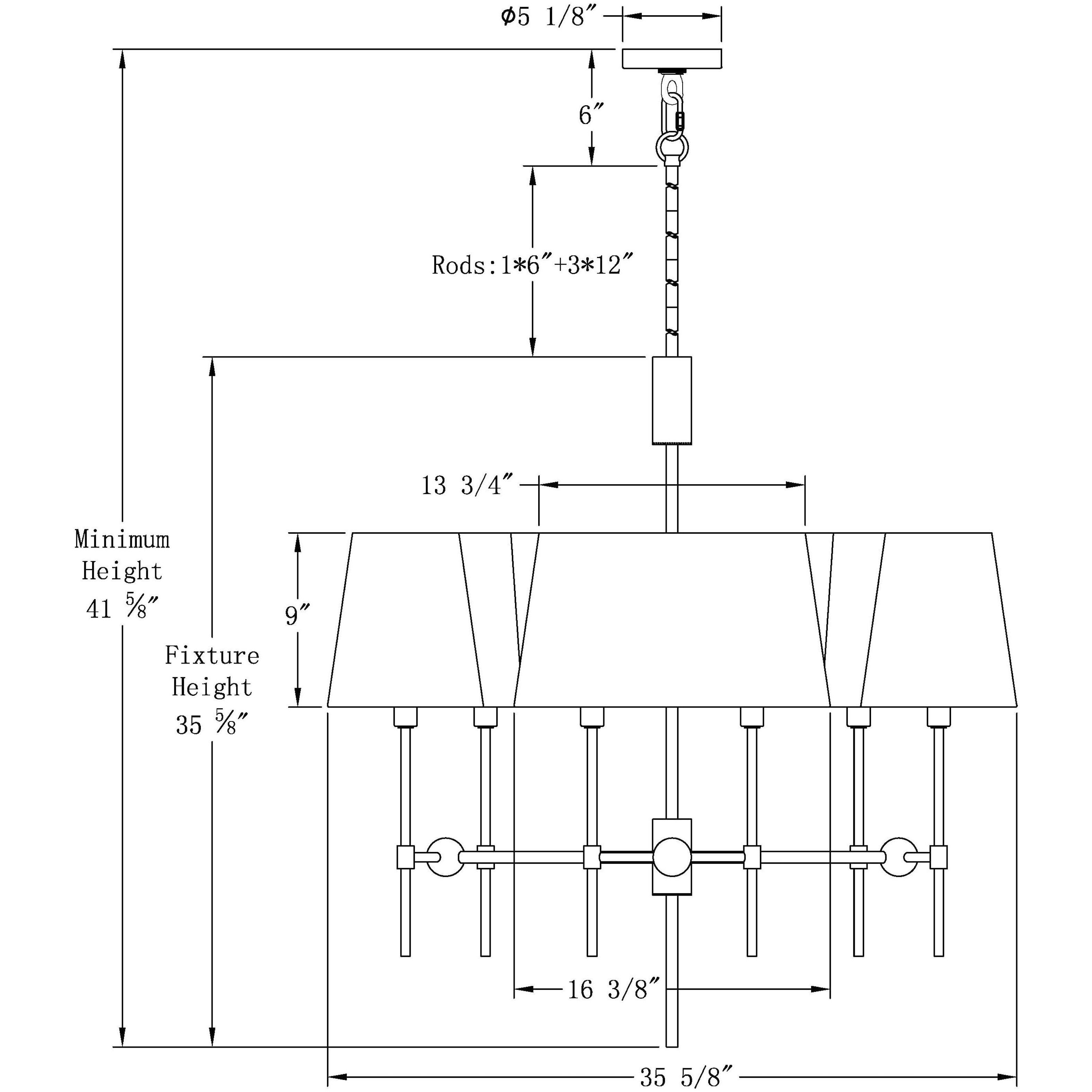 Seymour 6 Light 35.5 inch Antique Brass Chandelier Ceiling Light