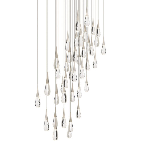 Beyond Hibiscus LED 36 inch Polished Nickel Multi-Light Pendant Ceiling Light, Square Canopy