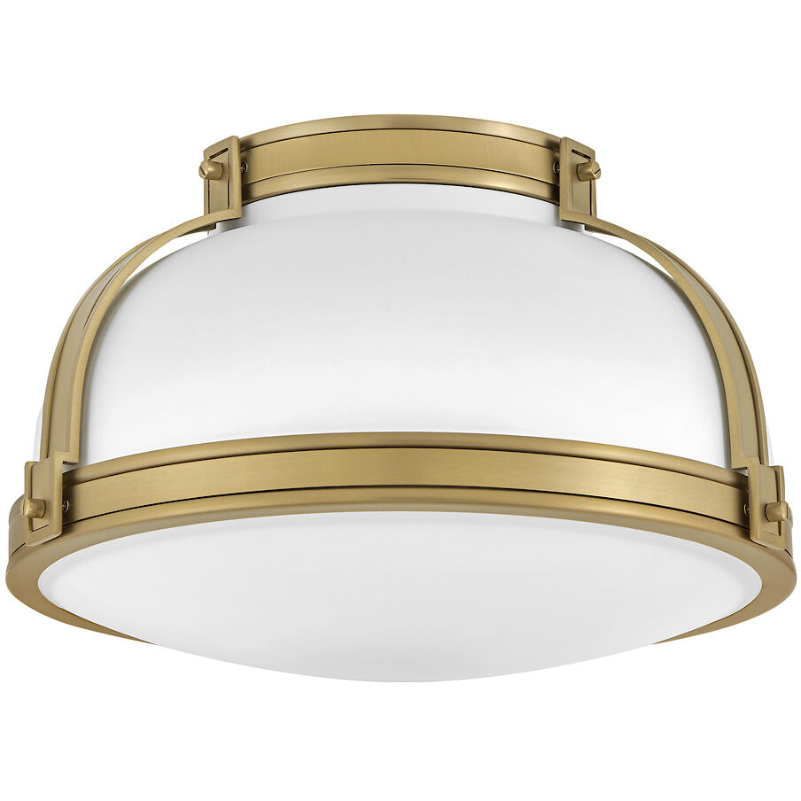 Barton 2 Light 14.25 inch Matte White with Lacquered Brass Flush Mount Ceiling Light