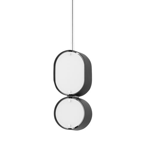 Opal 2 Light 5 inch Soft Black With Stainless Steel Pendant Ceiling Light in Soft Black/Stainless Steel