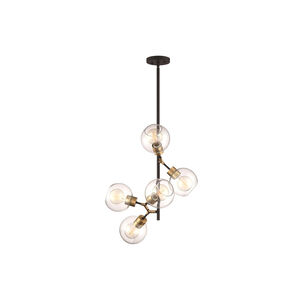 Pierre 5 Light 17 inch Polished Brass and Matte Black with Glass Pendant Ceiling Light