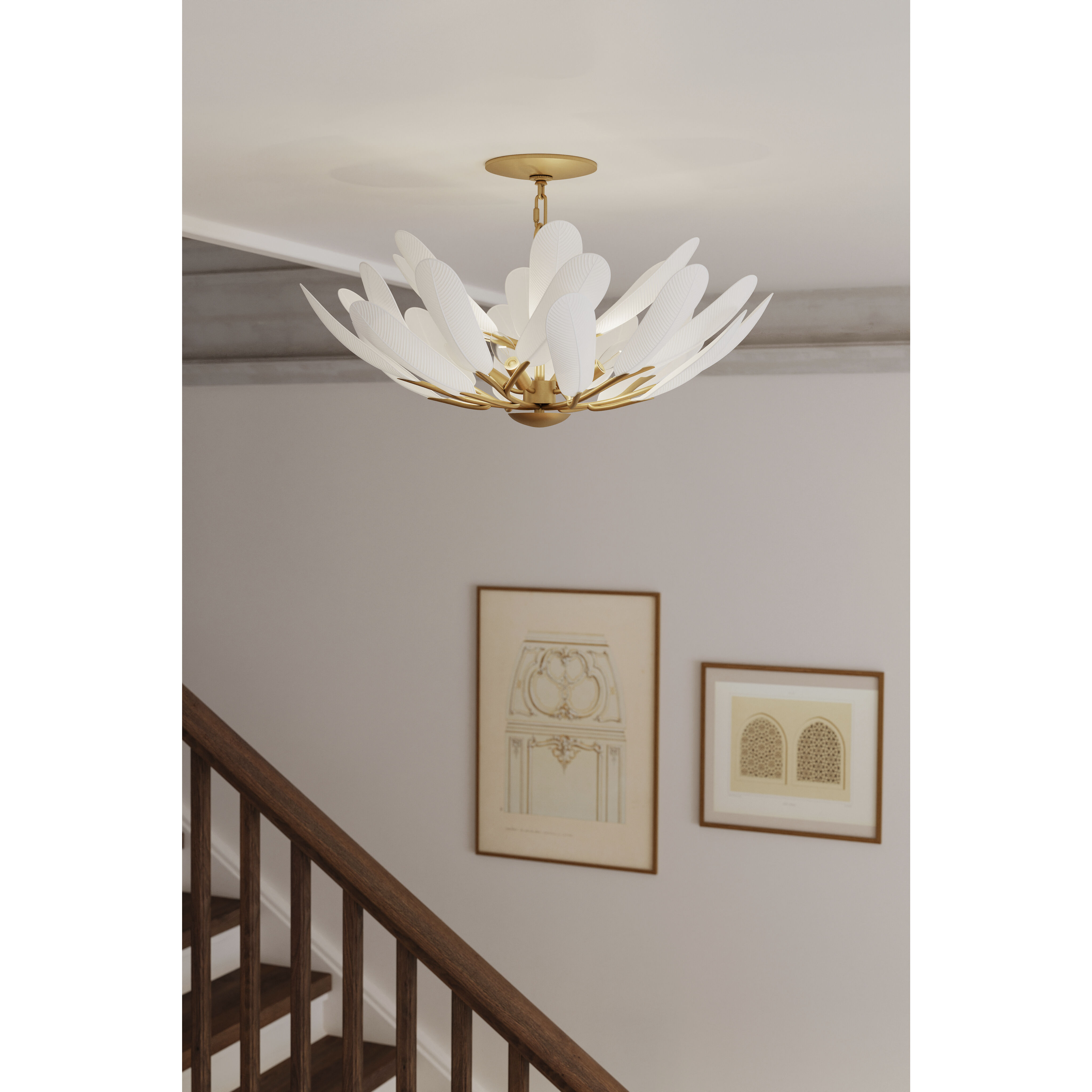 Vellinor 4 Light 28 inch Painted Legacy Brass Semi-Flush Mount Ceiling Light