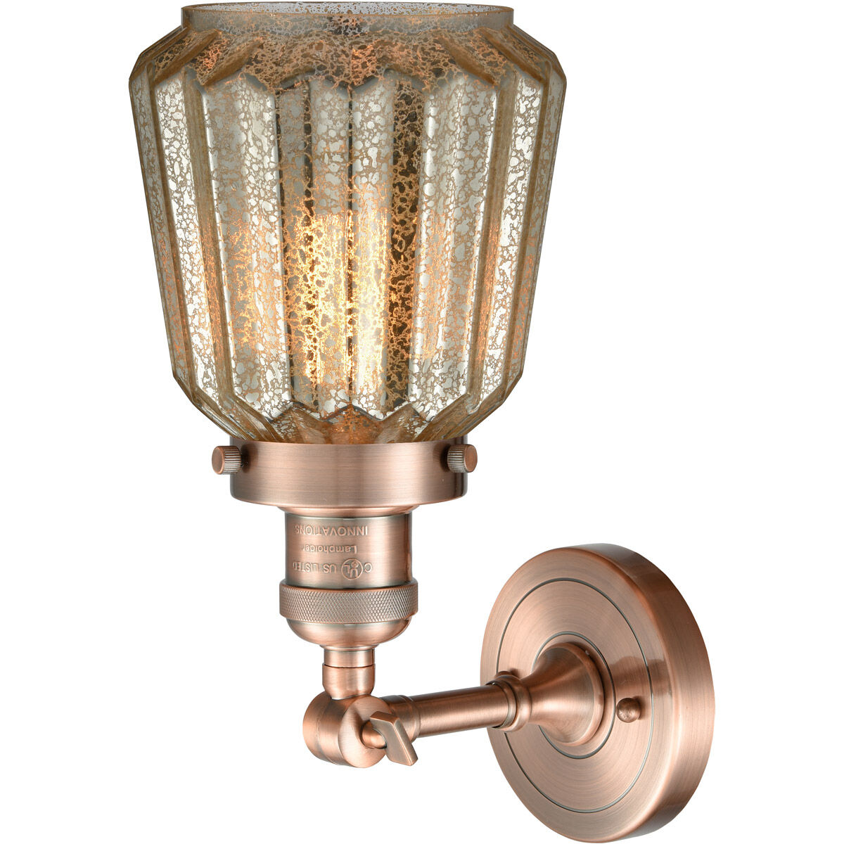 Franklin Restoration Chatham LED 6.25 inch Antique Copper Sconce Wall Light in Mercury Glass, Franklin Restoration