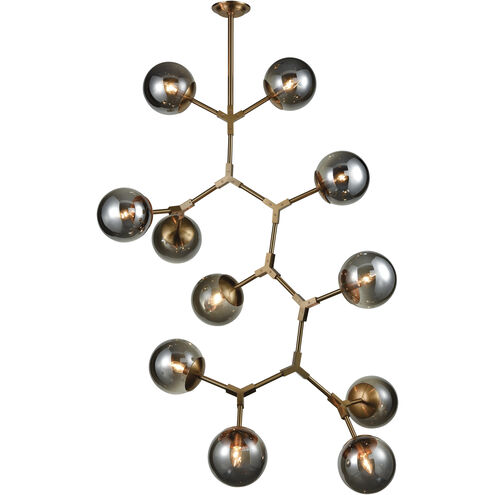 Synapse 11 Light 35 inch Aged Brass with Gray Chandelier Ceiling Light