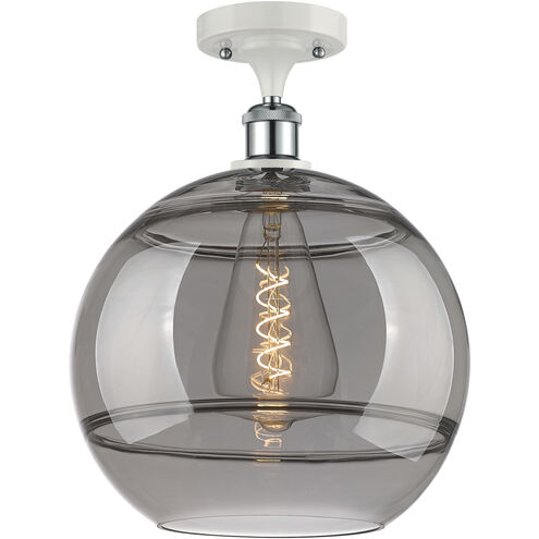 Ballston Rochester 1 Light 12 inch White Polished Chrome Semi-Flush Mount Ceiling Light