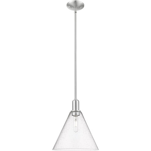 Arcadia Berkshire Glass 1 Light 12 inch Brushed Satin Nickel Mini Pendant Ceiling Light in Seedy