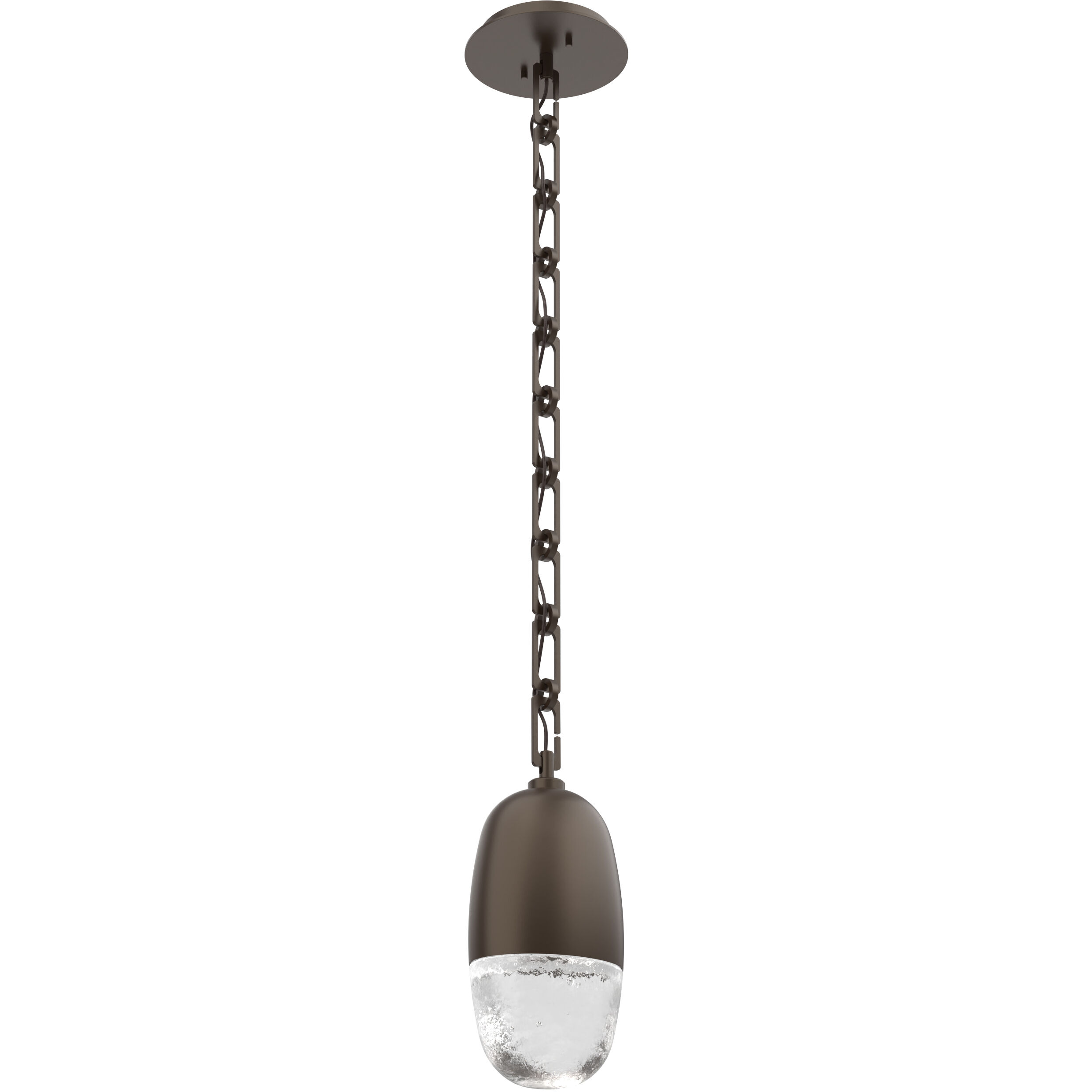 Pebble LED 6 inch Flat Bronze Pendant Ceiling Light in 2700K LED, Rectangular Chain