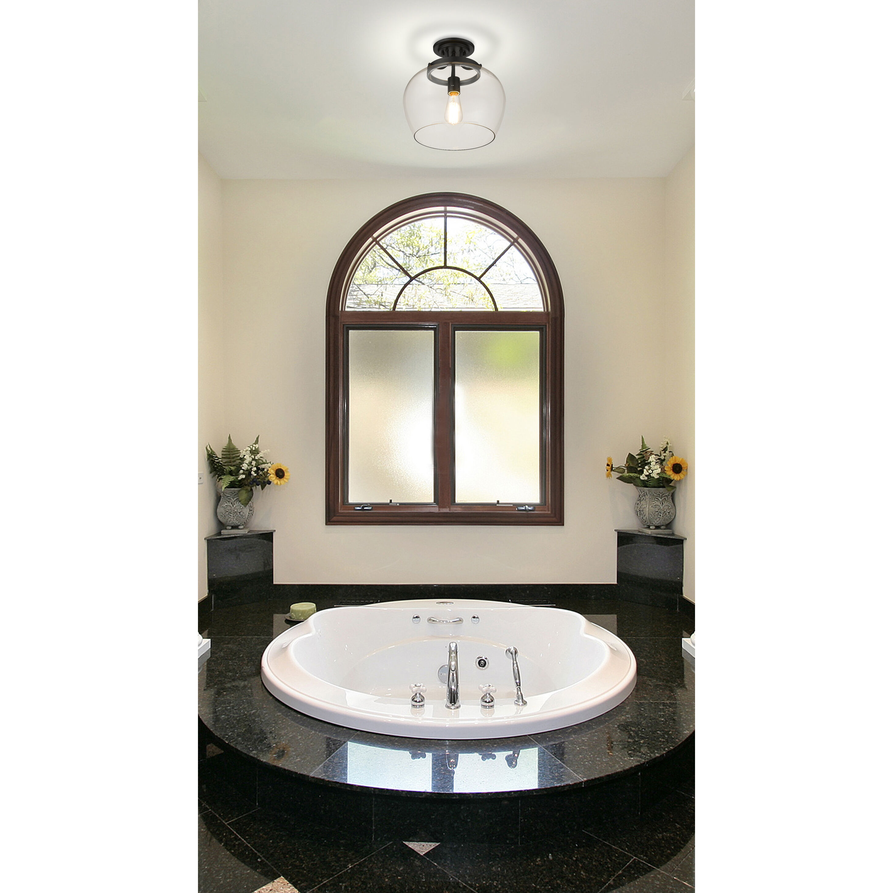 Joliet 1 Light 13 inch Matte Black Semi Flush Mount Ceiling Light