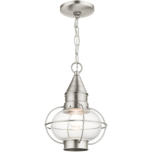 Newburyport 1 Light 9 inch Brushed Nickel Outdoor Pendant Lantern