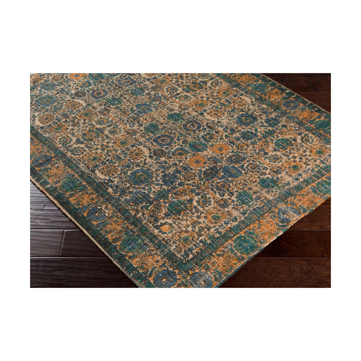 Shadi 90 X 60 inch Neutral and Blue Area Rug, Jute, Cotton, and Polyester