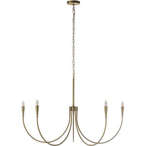 Luzon 5 Light 48 inch Plated Dark Antique Brushed Brass Chandelier Ceiling Light