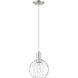 Arcadia Athens Water Glass 1 Light 8 inch Brushed Satin Nickel Mini Pendant Ceiling Light