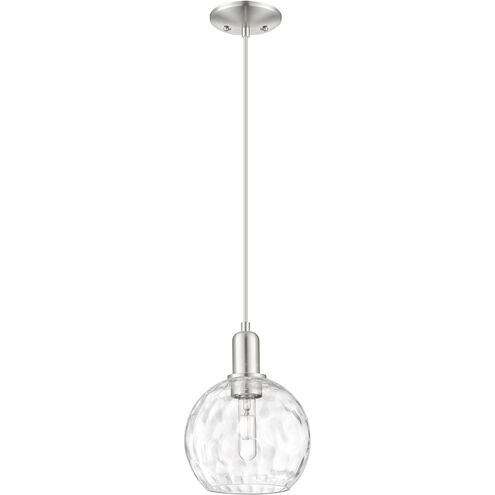 Arcadia Athens Water Glass 1 Light 8 inch Brushed Satin Nickel Mini Pendant Ceiling Light