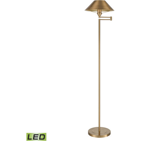 Arcadia 63 inch 9.00 watt Aged Brass Floor Lamp Portable Light, Swingarm