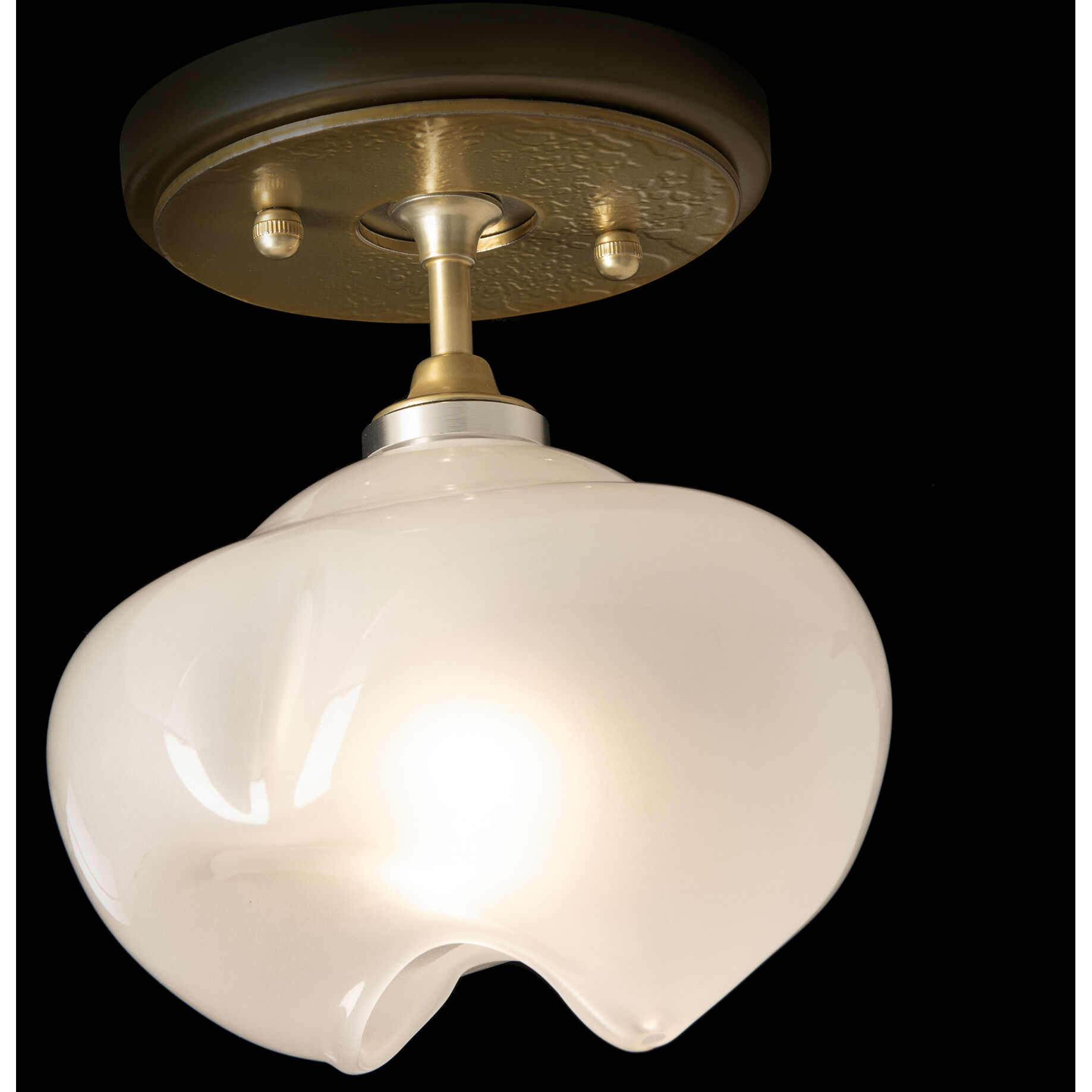 Ume 1 Light 6.3 inch Modern Brass and Modern Brass Semi-Flush Ceiling Light in Frosted