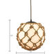 Coastal Inlet 1 Light 11 inch Oil Rubbed Bronze Mini Pendant Ceiling Light in Opal White Glass with Natural Rope