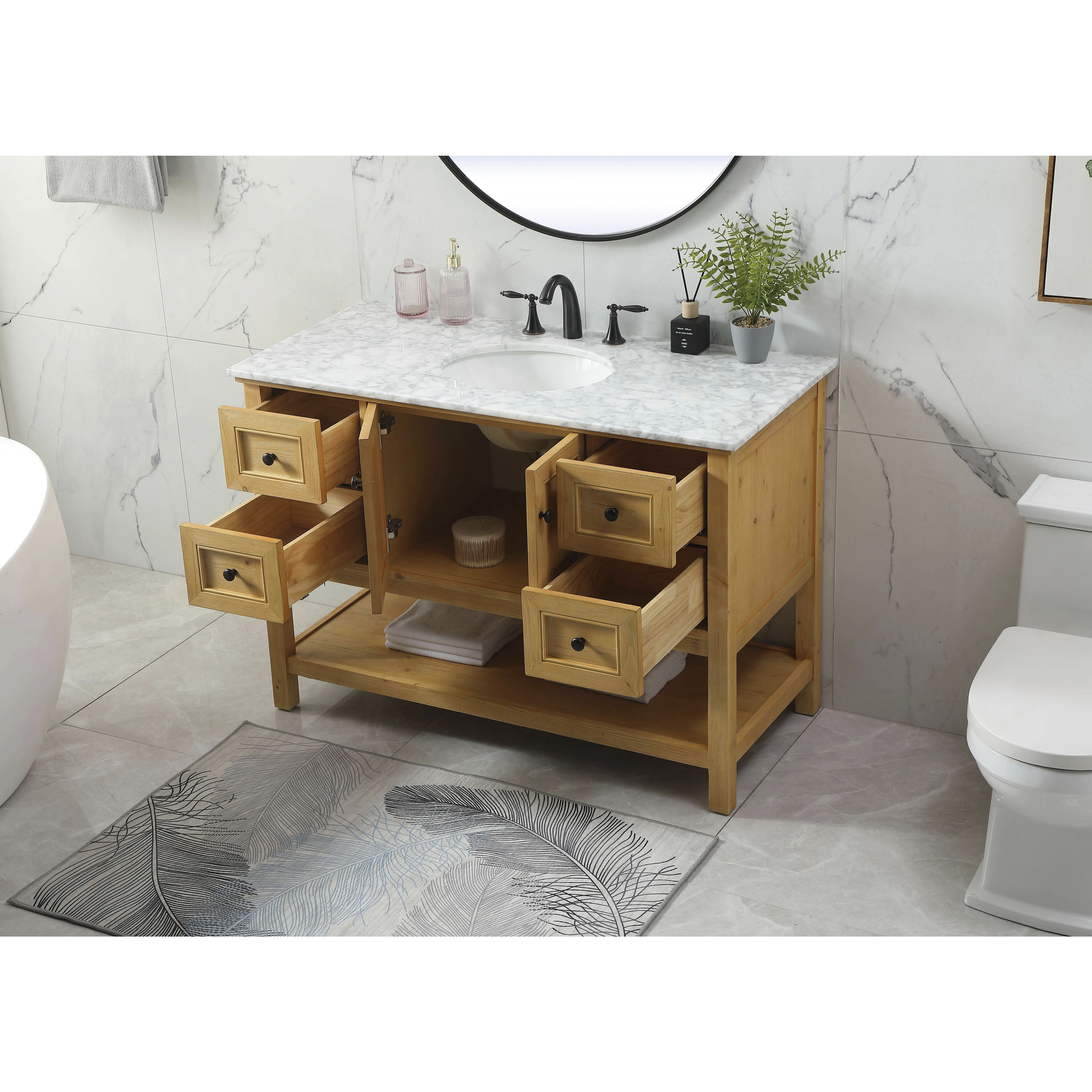 Metropolis 48 X 22 X 34 inch Natural Wood Vanity Sink Set