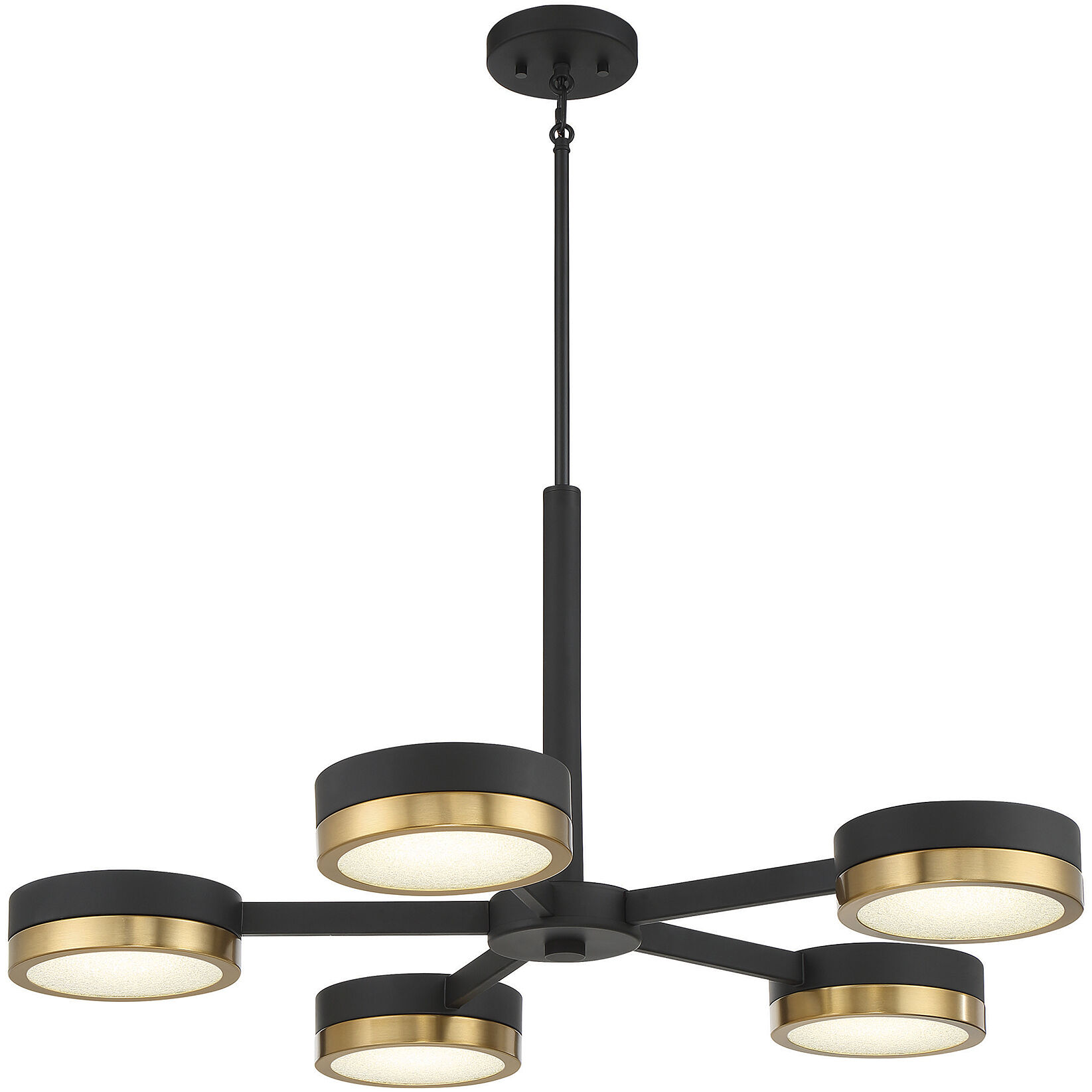 Ashor LED 34 inch Black with Warm Brass Accents Chandelier Ceiling Light
