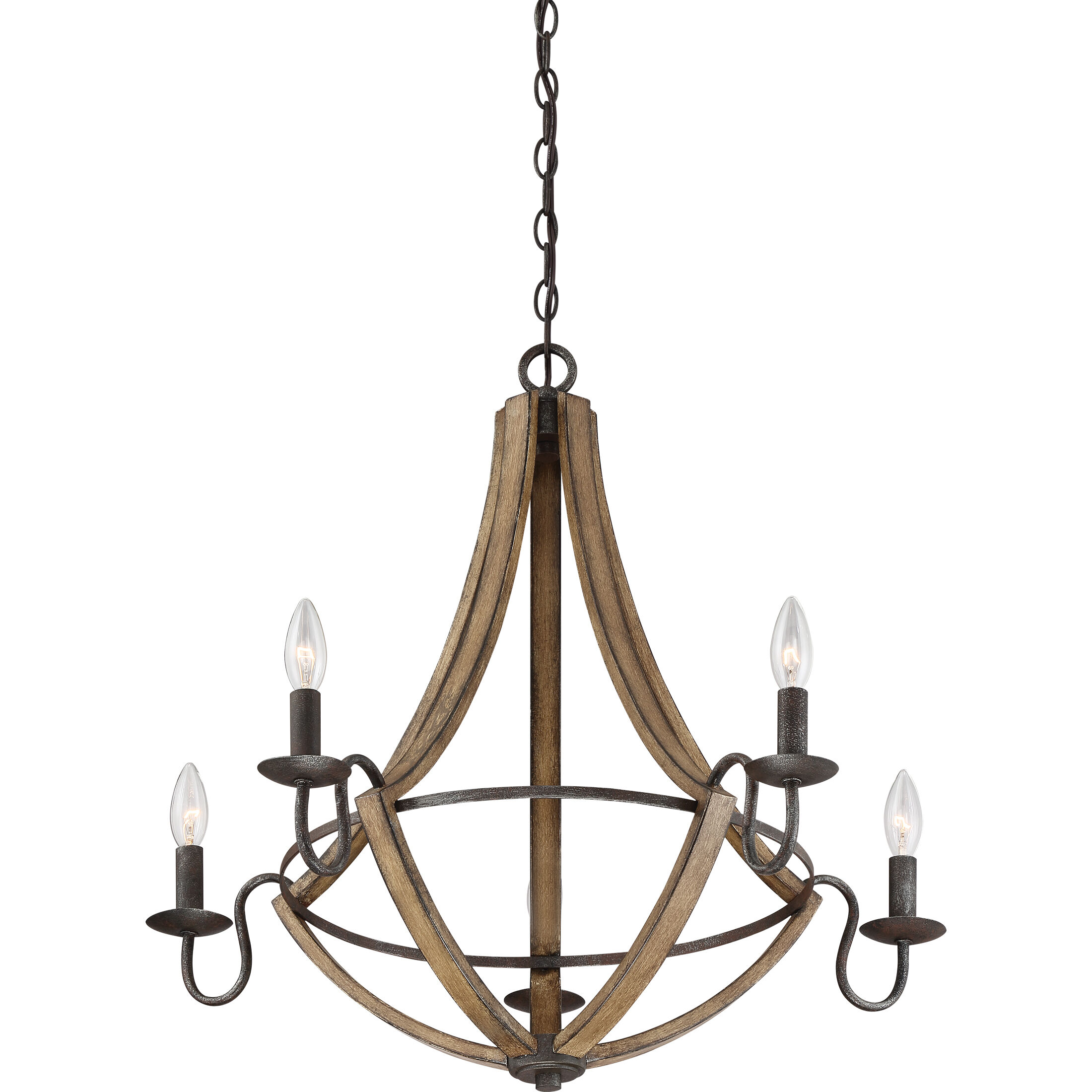 Shire 5 Light 27 inch Rustic Black Chandelier Ceiling Light