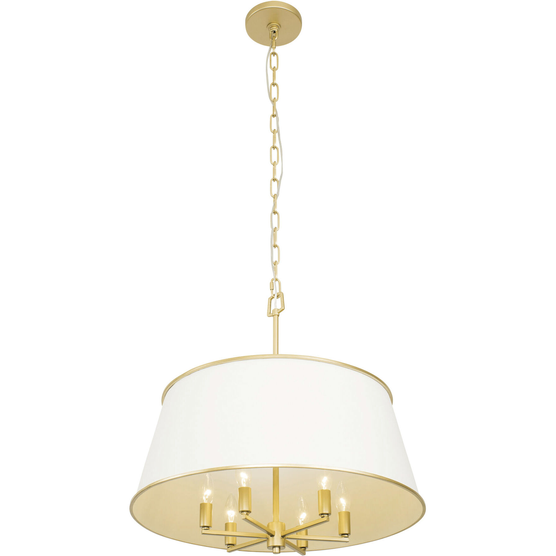 Coco 6 Light 24 inch Matte White/French Gold Pendant Ceiling Light