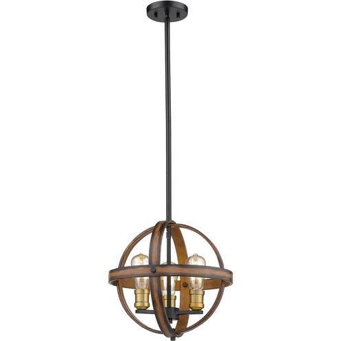 Kirkland 3 Light 14 inch Rustic Mahogany Pendant Ceiling Light