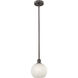 Edison White Mouchette 1 Light 8 inch Oil Rubbed Bronze Stem Hung Mini Pendant Ceiling Light
