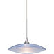 Spazio 1 Light Satin Nickel Cord Pendant Ceiling Light in Blue/Frost Spazio Glass, Halogen