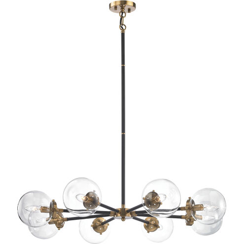 Boudreaux 8 Light 36 inch Antique Gold with Matte Black and Clear Chandelier Ceiling Light