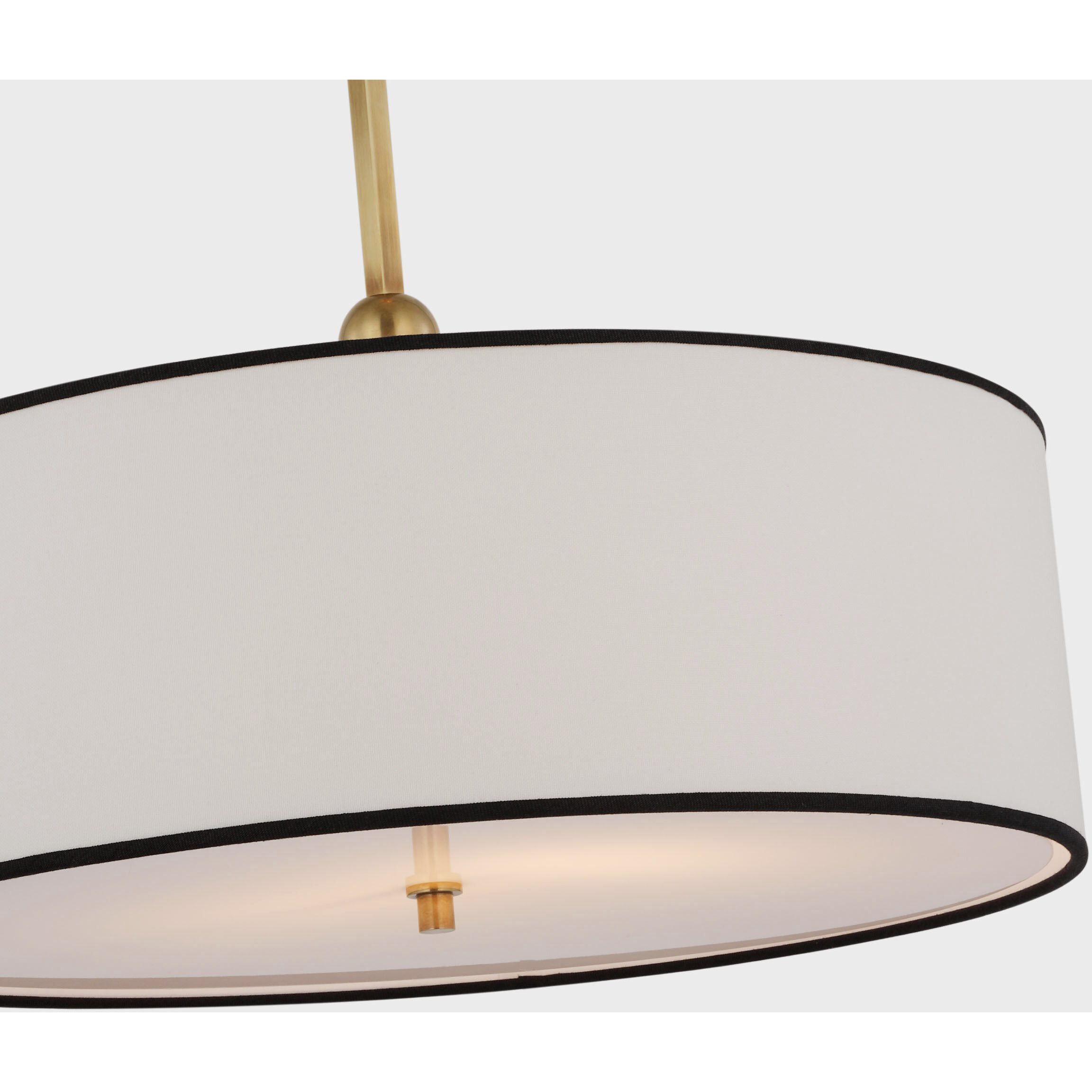 Thomas O'Brien Reed 2 Light 22 inch Hand-Rubbed Antique Brass Hanging Shade Ceiling Light in Linen with Black Trim