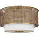 kate spade new york Sawyer 3 Light 18 inch Blonde Rattan Flush Mount Ceiling Light