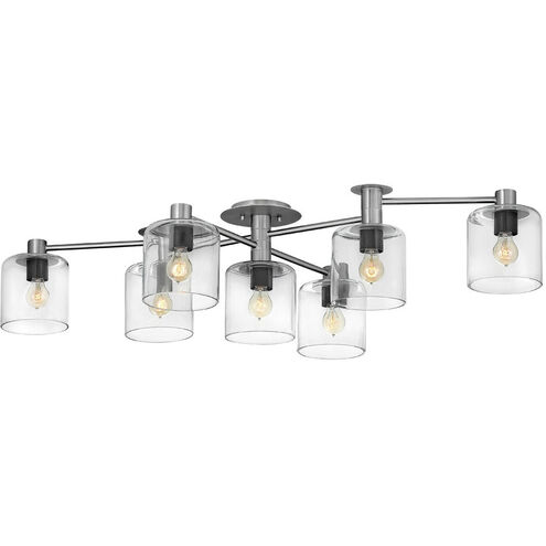 Axel 7 Light 58.75 inch Brushed Nickel with Black Indoor Semi-Flush Mount Ceiling Light