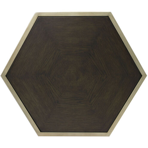Alicia 24 X 19 inch Deep Walnut and Brushed Champagne Accent Table