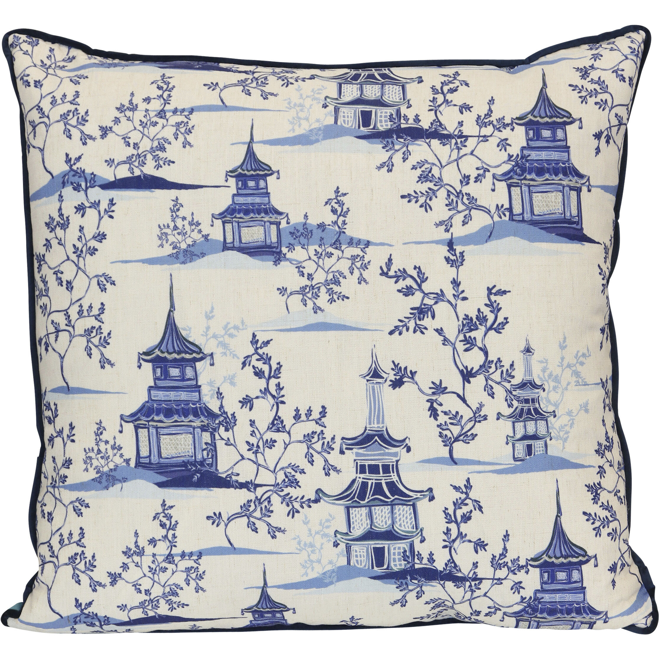 Chinoiserie 22 inch Cobalt Blue Pillow