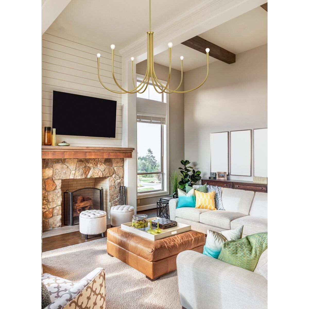 Layne 6 Light 50 inch Brass Chandelier Ceiling Light