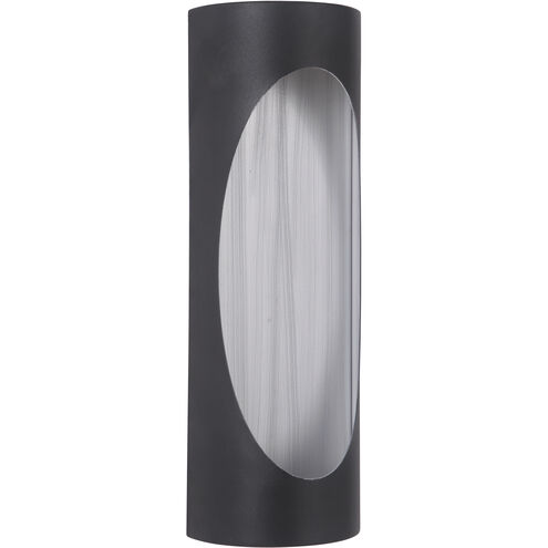 Ellipse Outdoor Wall Mount in Textured Black and Brushed Aluminum, Medium