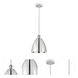 Ballston Dome LED 9 inch White and Polished Chrome Mini Pendant Ceiling Light
