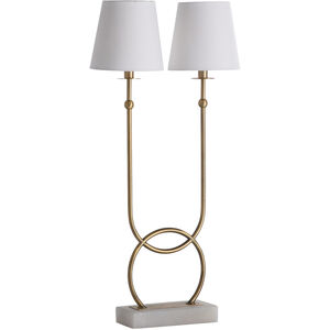Mayfield 29.5 inch Matte Antique Brass / Feather White Linen / Natural Alabaster Table Lamp Portable Light