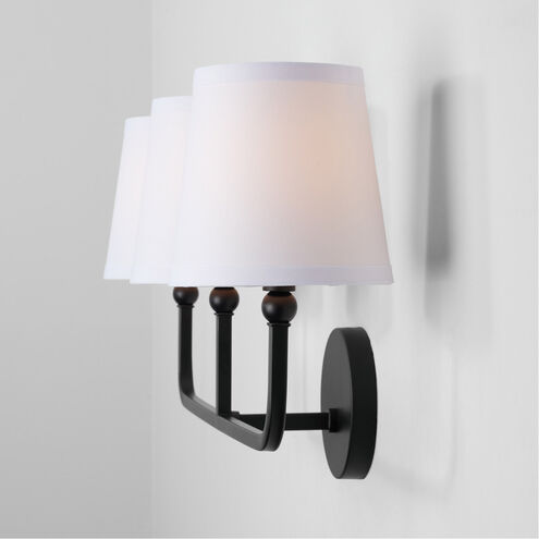 Dawson 3 Light 26 inch Matte Black Vanity Light Wall Light