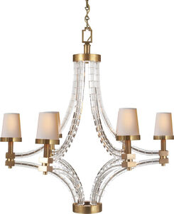 Visual Comfort E. F. Chapman Crystal Cube 6 Light 35 inch Antique-Burnished Brass Chandelier Ceiling Light in Antique Burnished Brass CHC1530AB-NP - Open Box
