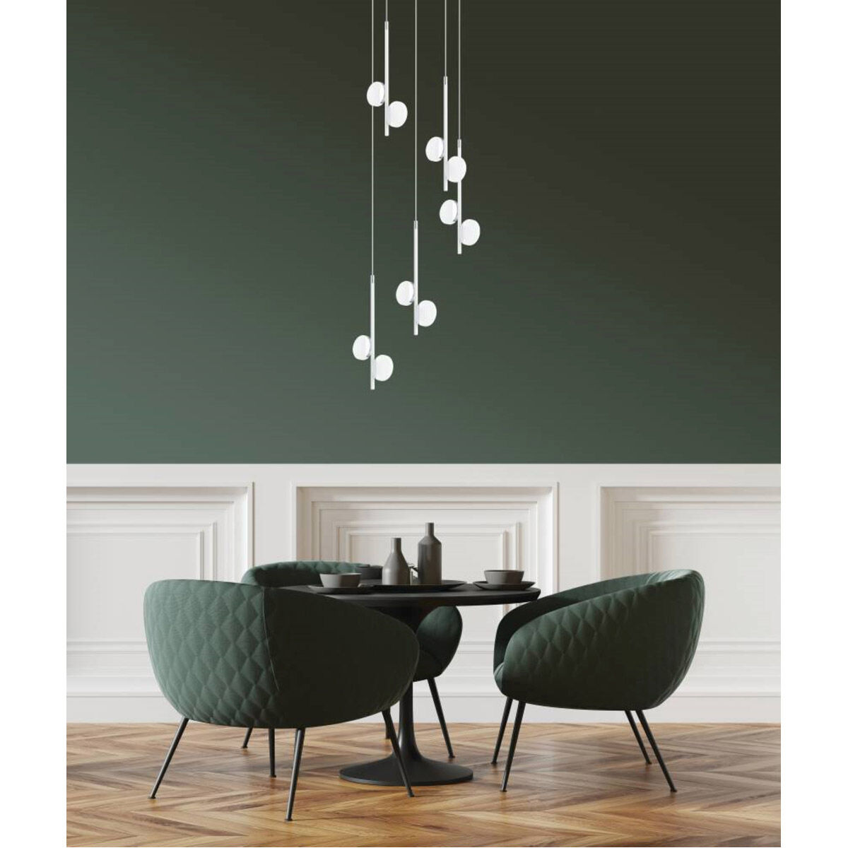 Olindra LED 14.57 inch White and Chrome Cascade Pendant Ceiling Light