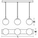 Loretto 3 Light 7 inch Satin Brass Linear Pendant Ceiling Light