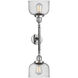 Franklin Restoration Large Bell 2 Light 19 inch Polished Chrome Bath Vanity Light Wall Light in Seedy Glass, Franklin Restoration