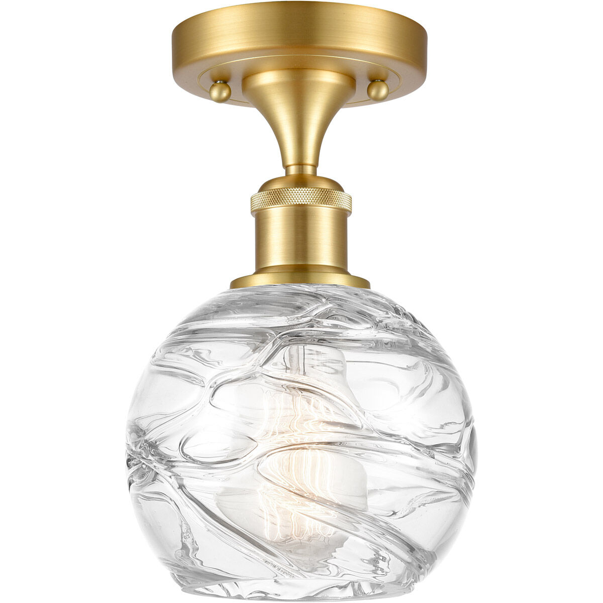 Ballston Small Deco Swirl 1 Light 6 inch Satin Gold Semi-Flush Mount Ceiling Light, Ballston