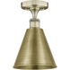 Ballston Cone 1 Light 8 inch Antique Brass Semi-Flush Mount Ceiling Light
