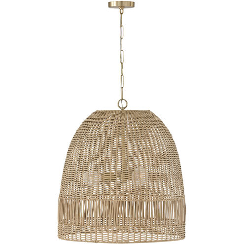 Naomi 3 Light 24 inch Matte Brass Pendant Ceiling Light