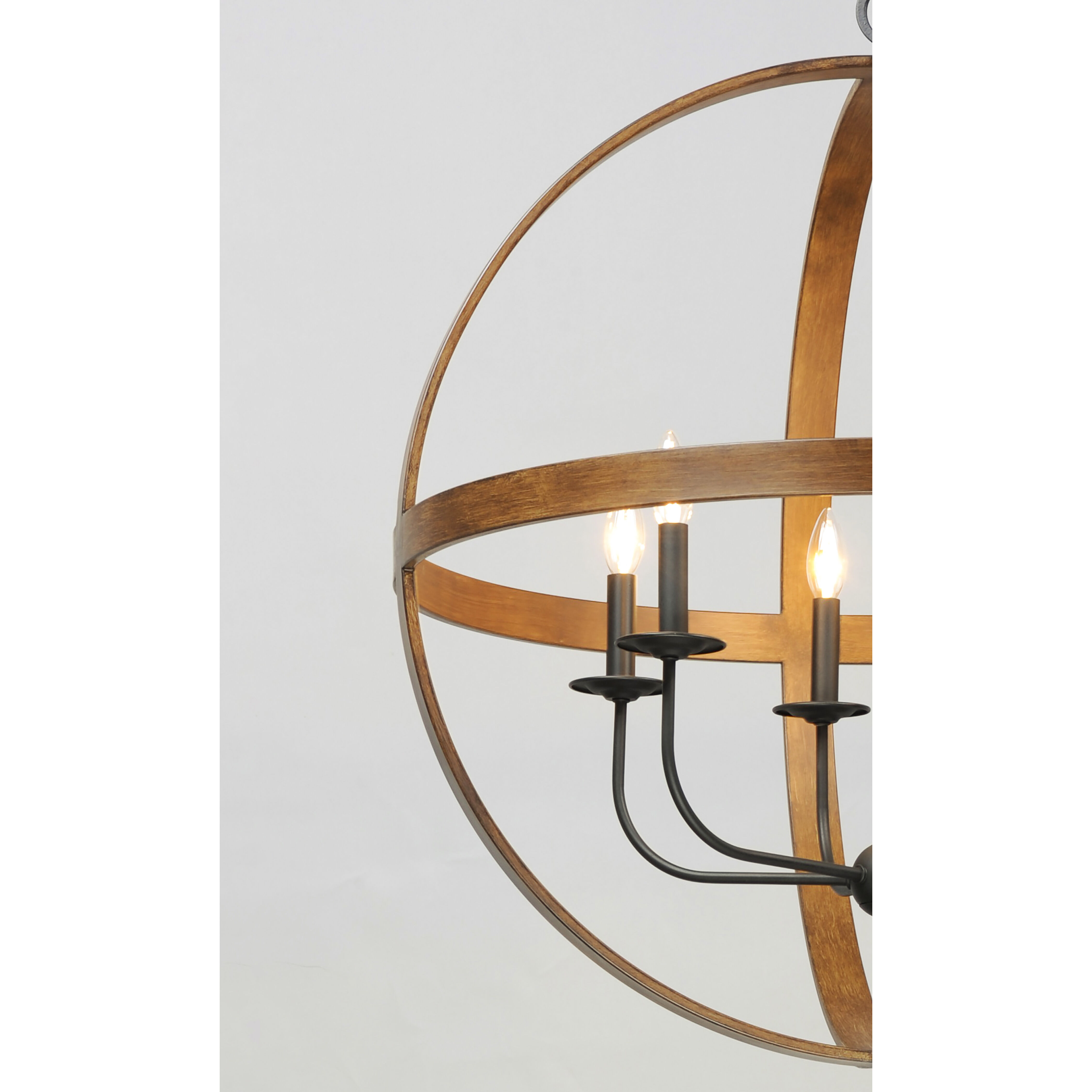 Compass 6 Light 30 inch Antique Pecan/Black Single Pendant Ceiling Light in Antique Pecan and Black