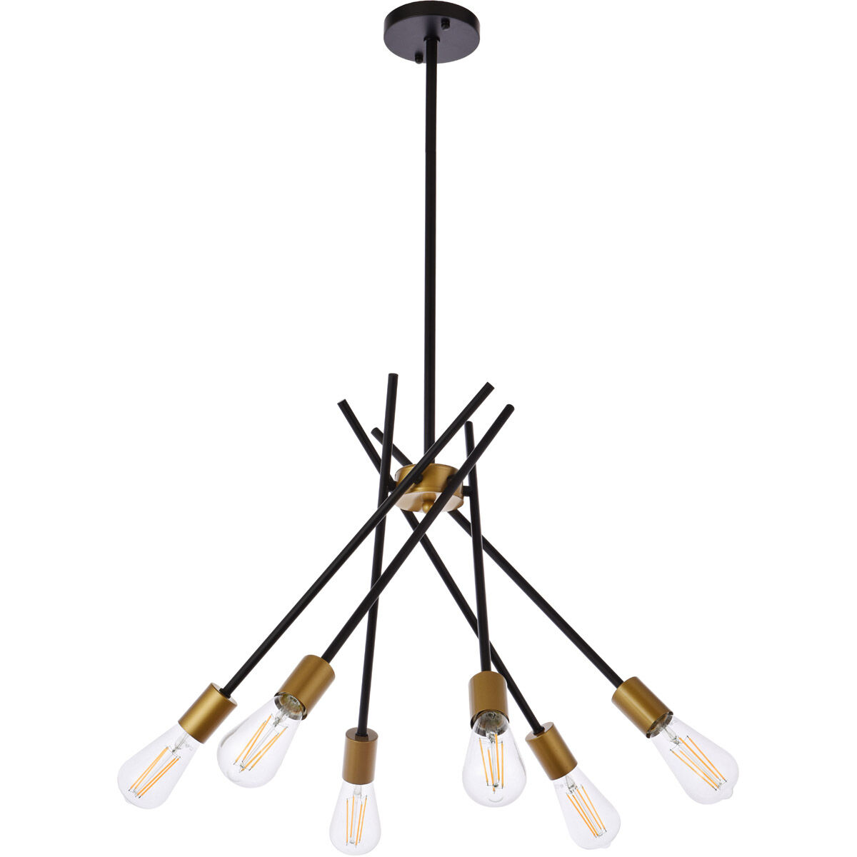 Lucca 6 Light 23 inch Black and Brass Pendant Ceiling Light